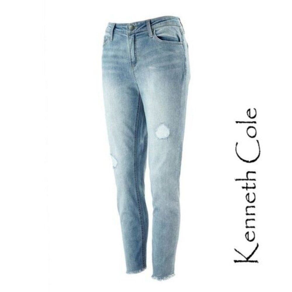 Kenneth Cole Raw Hem "Jess" Distressed Skinny Jean 12